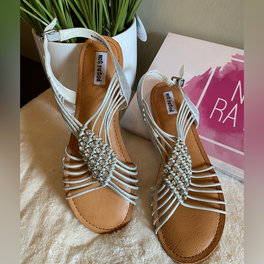 Not Rated Metallic Silver Strappy Sandals